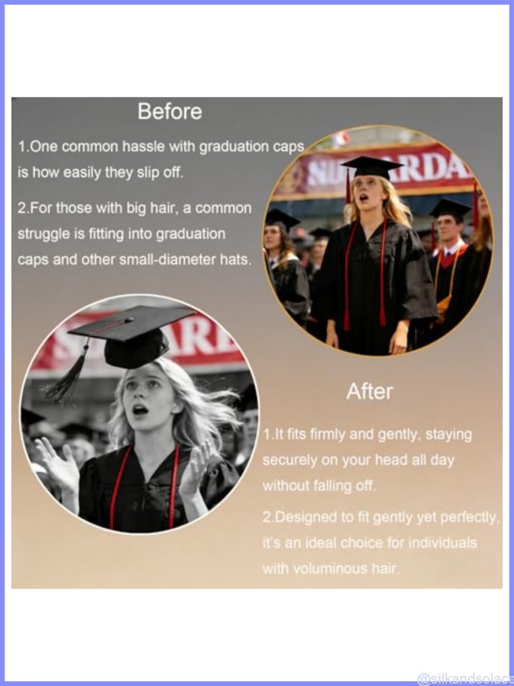 Graduation Cap Headband Insert Adjustable Anti-Fall Hair Band for Grad Cap - Picture 3 of 6